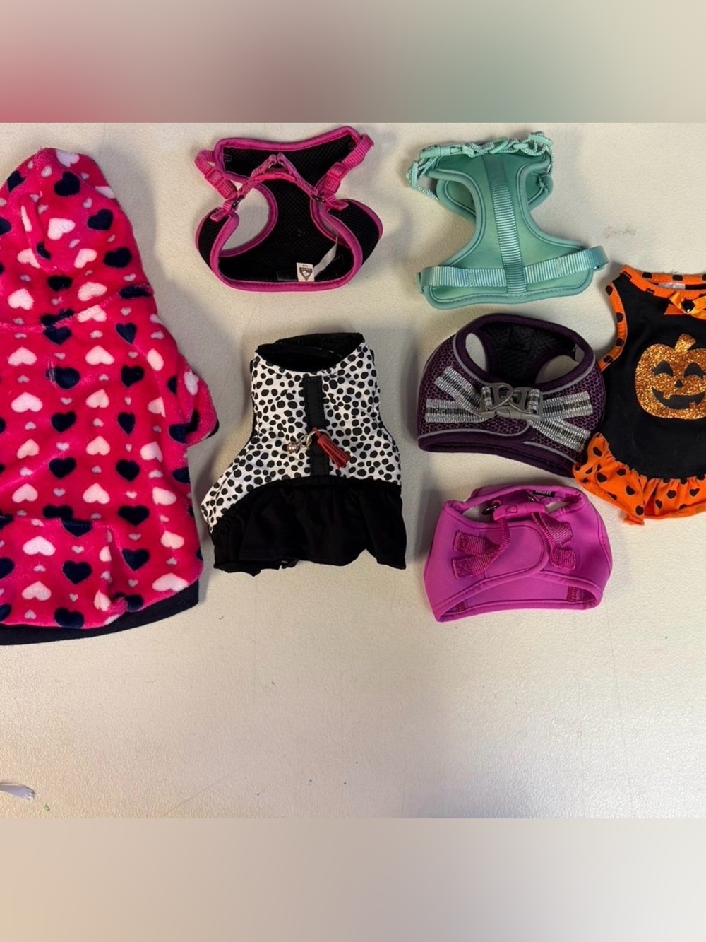 Assorted Small Dog Harnesses & Vest - Pink, Black, Mint, Purple